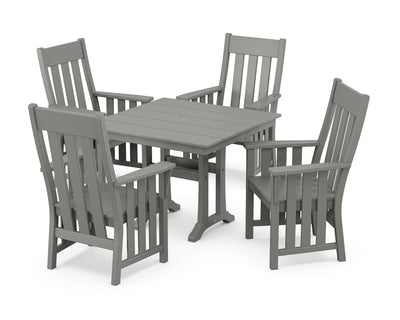 Acadia 5-Piece Farmhouse Dining Set with Trestle Legs