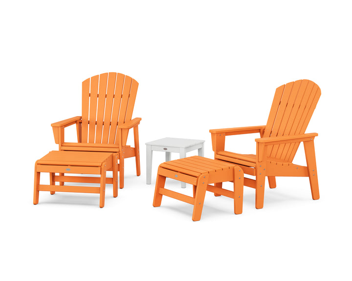 POLYWOOD® 5-Piece Nautical Grand Upright Adirondack Set with Ottomans and Side Table
