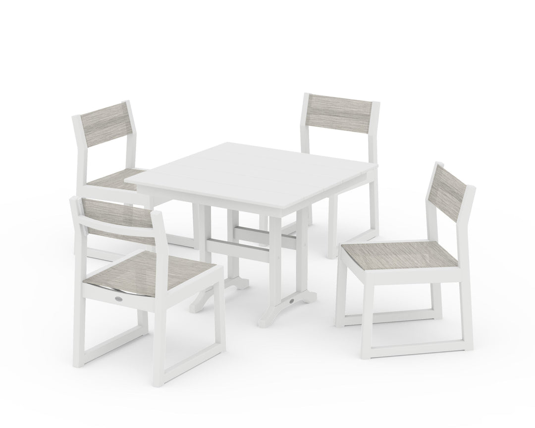 POLYWOOD® EDGE Sling Side Chair 5-Piece Farmhouse Dining Set