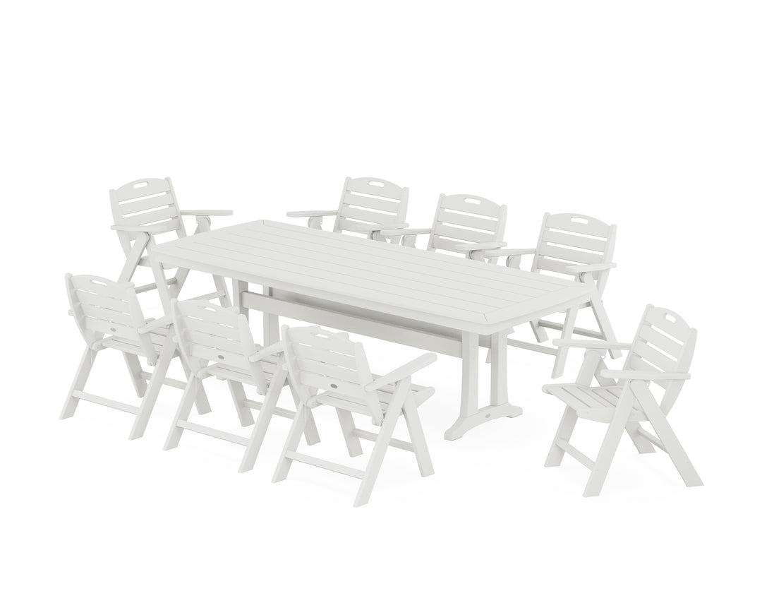 POLYWOOD® Nautical Lowback 9-Piece Dining Set with Trestle Legs