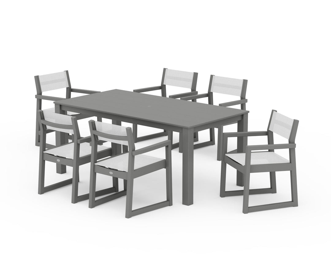 POLYWOOD® EDGE Sling Arm Chair 7-Piece Parsons Dining Set