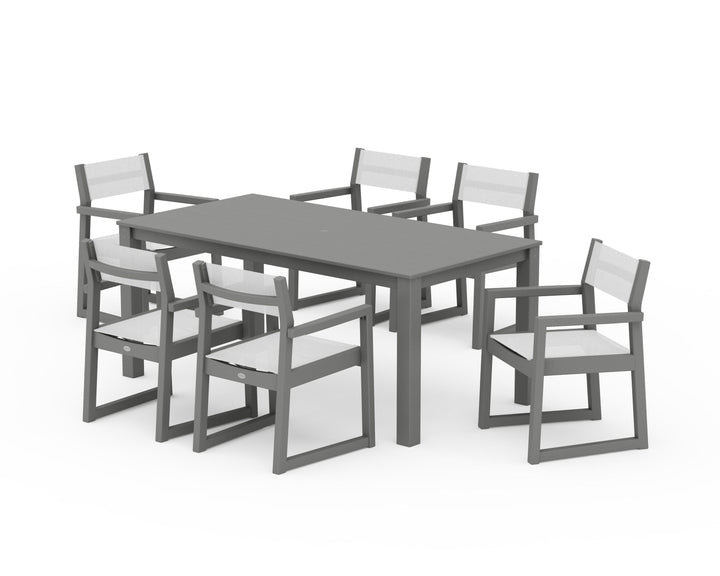 POLYWOOD® EDGE Sling Arm Chair 7-Piece Parsons Dining Set