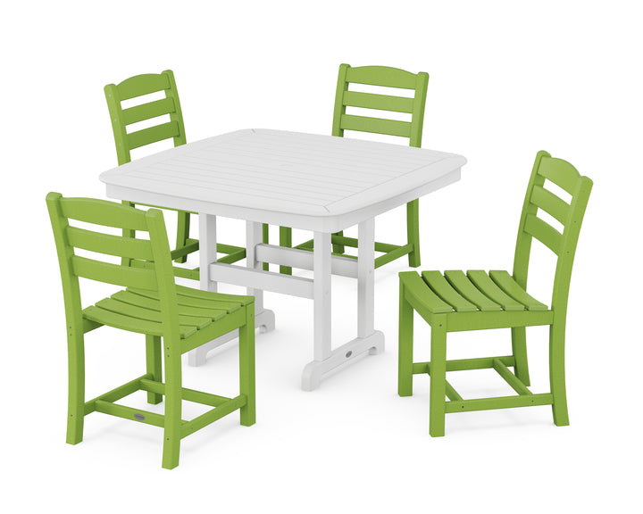 POLYWOOD® La Casa Café Side Chair 5-Piece Dining Set with Nautical Dining Table with Trestle Legs