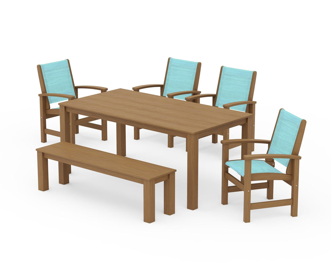 POLYWOOD® Coastal 6-Piece Parsons Dining Set with Bench