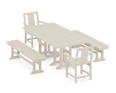 Prairie 5-Piece Farmhouse Dining Set with Benches