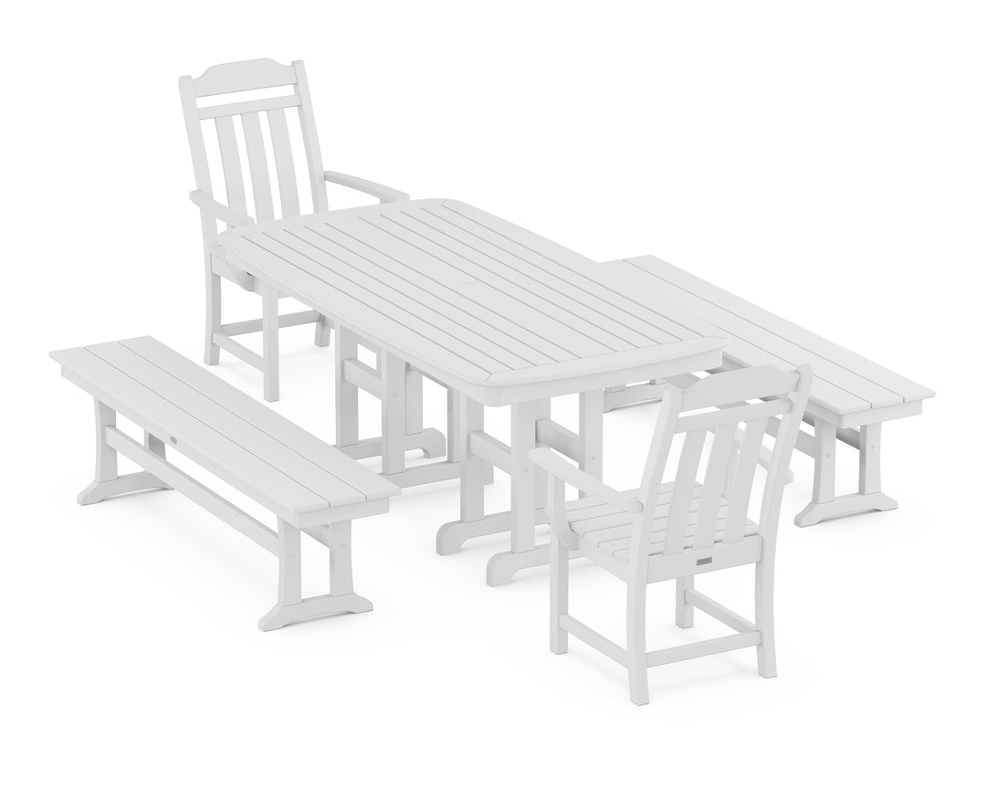 Country Living Cottage 5-Piece Dining Set with Benches