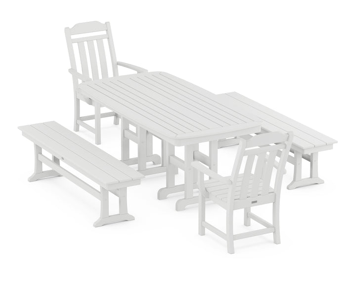 Country Living Cottage 5-Piece Dining Set with Benches