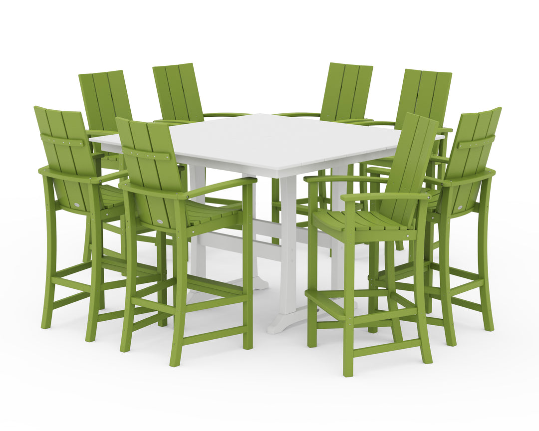 POLYWOOD® Modern Adirondack 9-Piece Farmhouse Trestle Bar Set