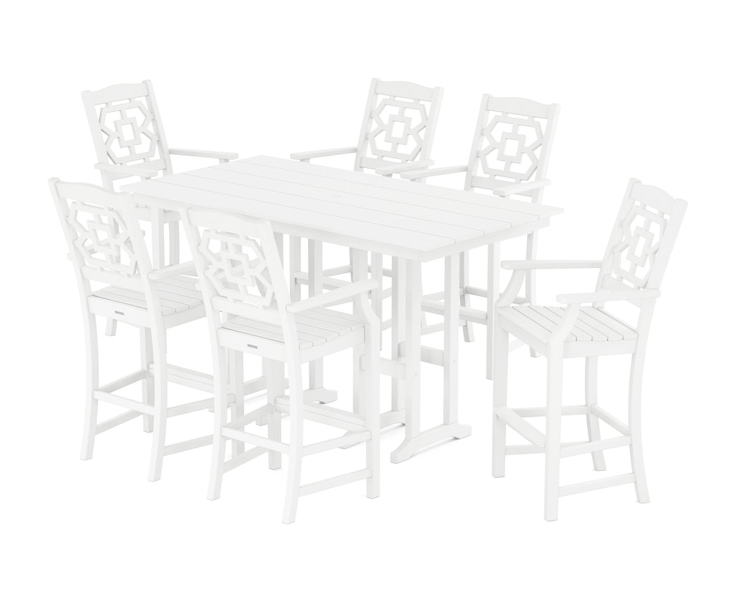 Martha Stewart by POLYWOOD® Chinoiserie Arm Chair 7-Piece Farmhouse Bar Set