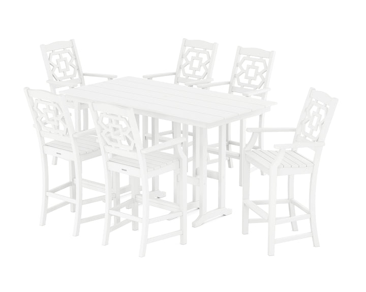 Martha Stewart by POLYWOOD® Chinoiserie Arm Chair 7-Piece Farmhouse Bar Set