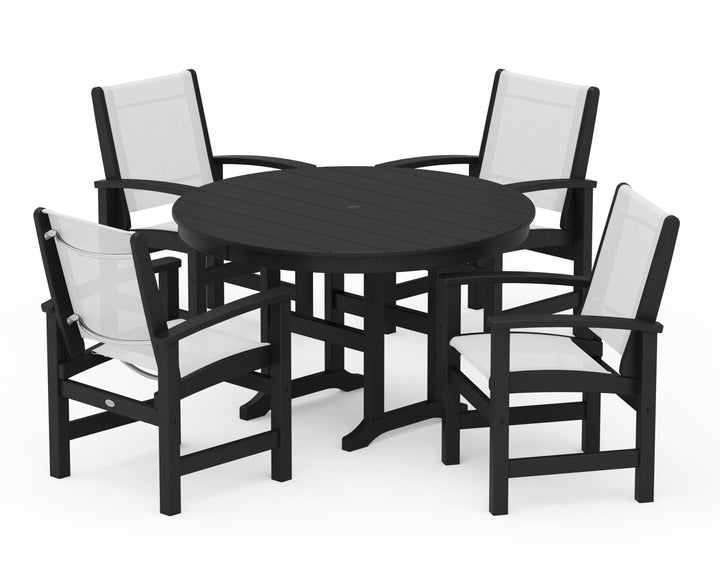 POLYWOOD® Coastal 5-Piece Round Farmhouse Dining Set