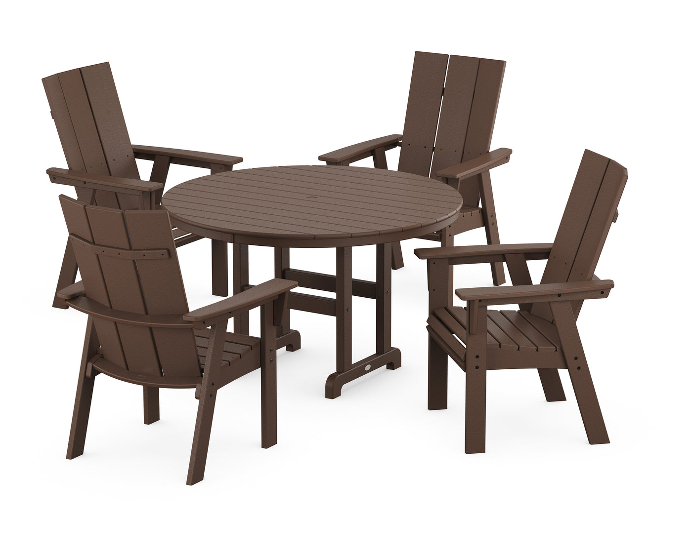 Modern Curveback Adirondack 5-Piece Round Farmhouse Dining Set