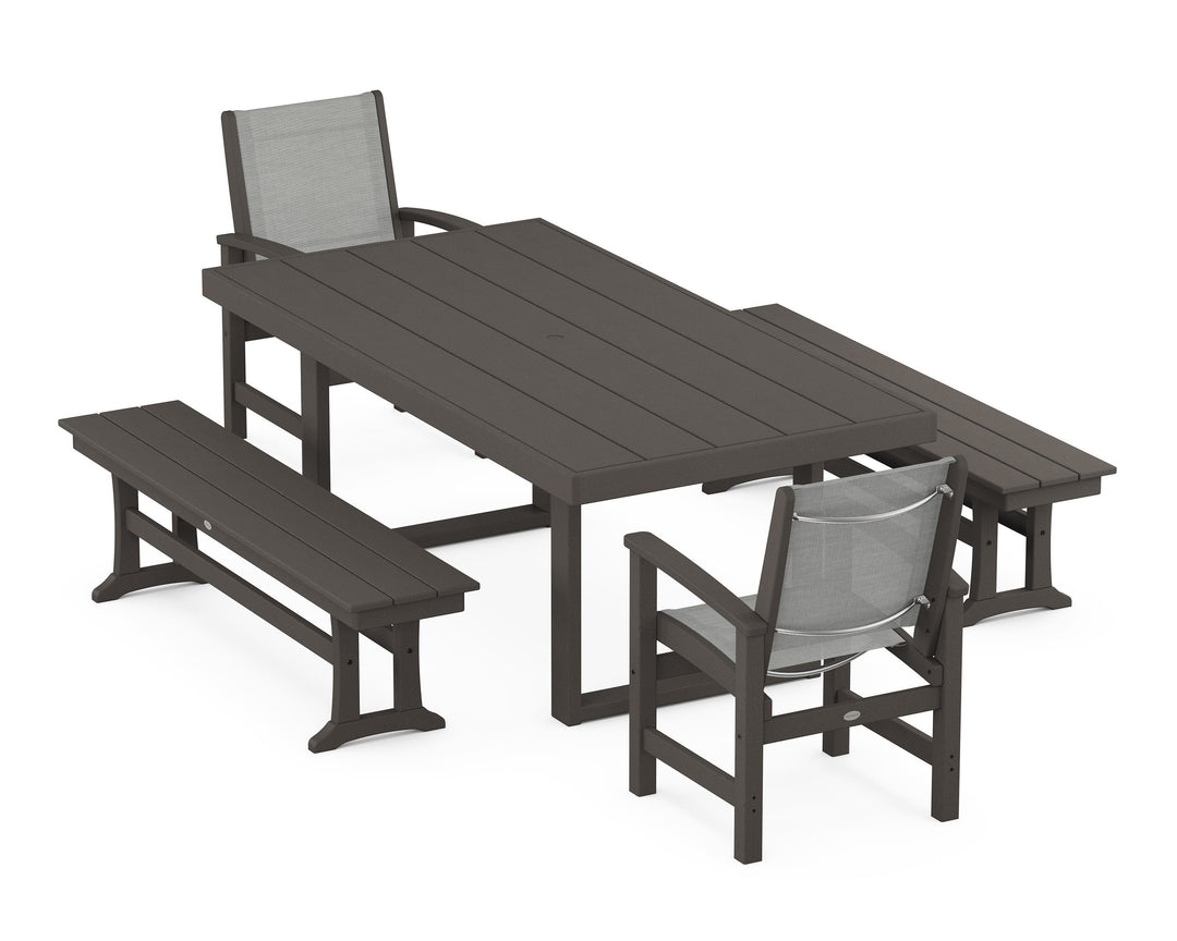 POLYWOOD® Coastal 5-Piece Dining Set with Trestle Legs