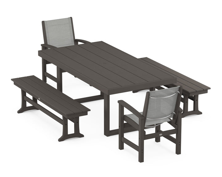 POLYWOOD® Coastal 5-Piece Dining Set with Trestle Legs