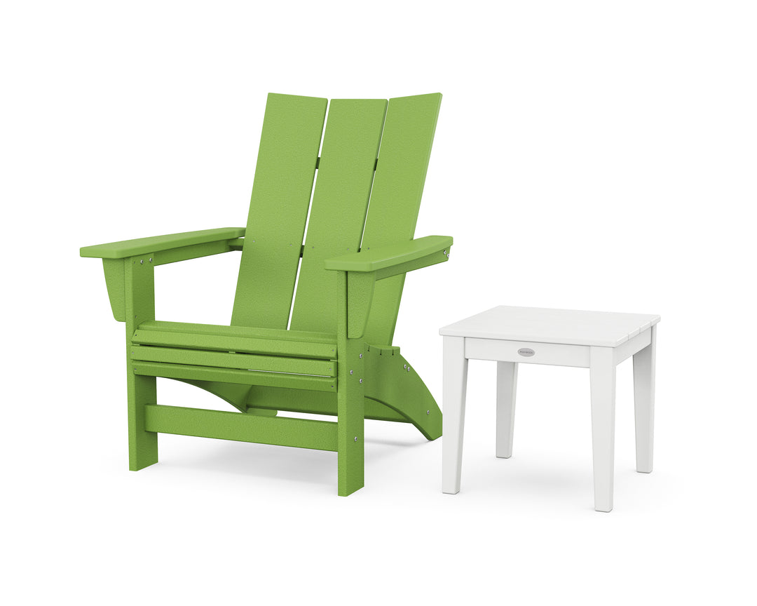 POLYWOOD® Modern Grand Adirondack Chair with Side Table