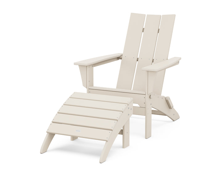 POLYWOOD® Modern Folding Adirondack Chair 2-Piece Set with Ottoman