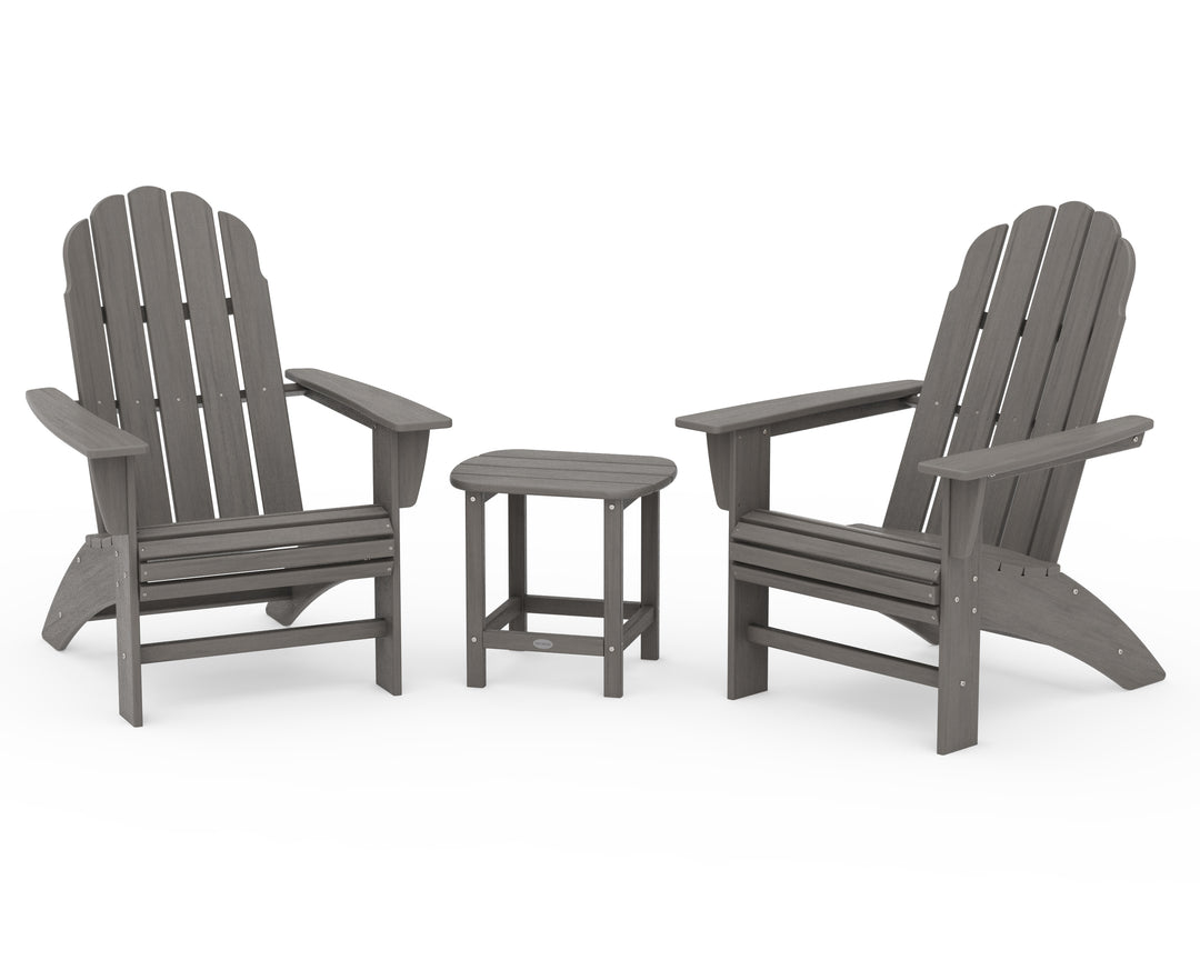 POLYWOOD® Vineyard 3-Piece Curveback Adirondack Set with South Beach 18" Side Table