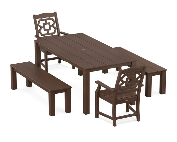 Martha Stewart by POLYWOOD® Chinoiserie 5-Piece Parsons Dining Set with Benches