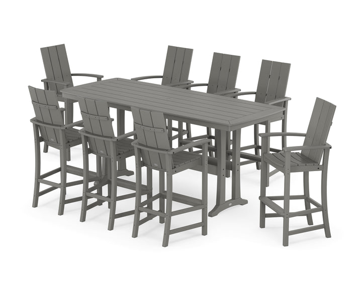 POLYWOOD® Modern Adirondack 9-Piece Bar Set with Trestle Legs