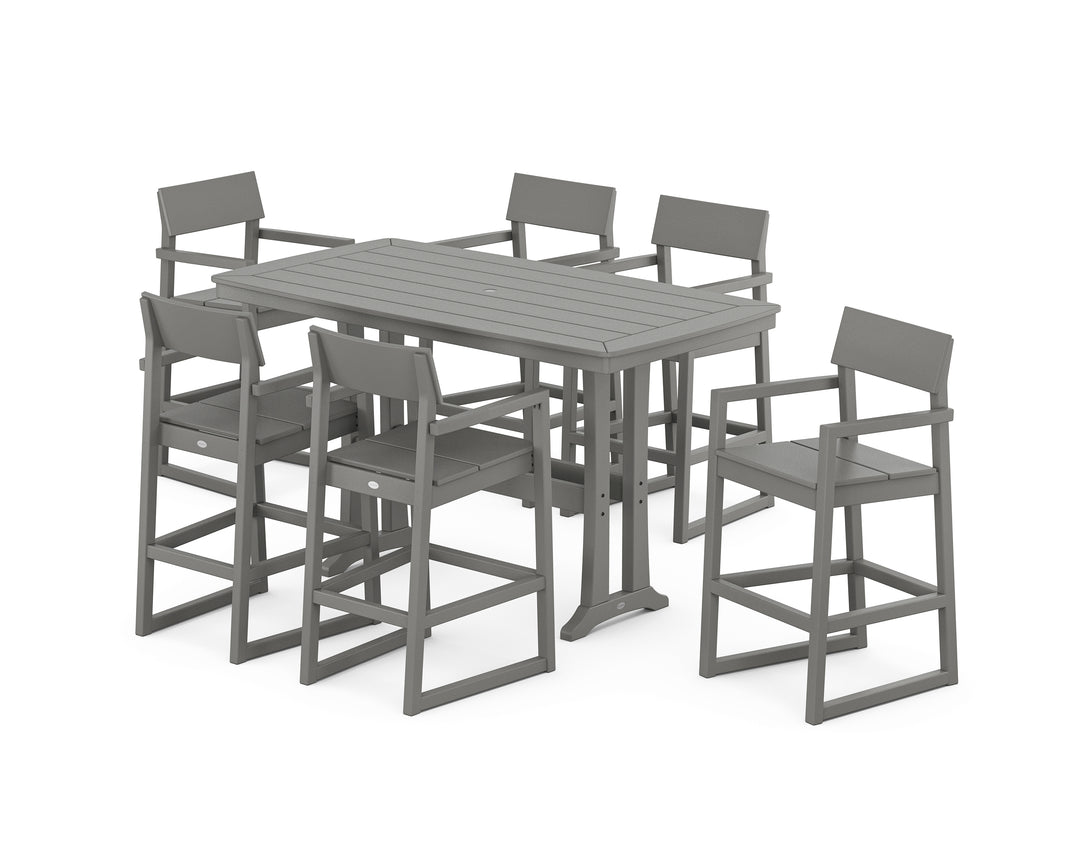 POLYWOOD® EDGE Arm Chair 7-Piece Bar Set with Trestle Legs