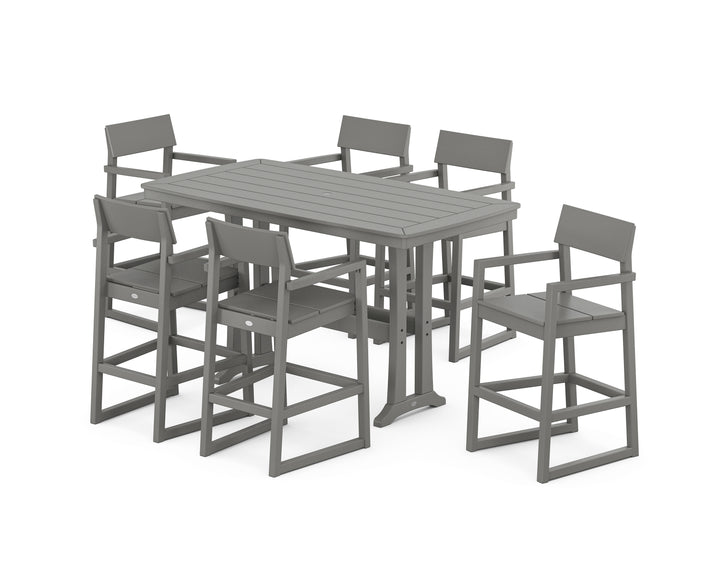 POLYWOOD® EDGE Arm Chair 7-Piece Bar Set with Trestle Legs