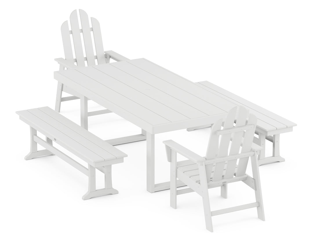 POLYWOOD® Long Island 5-Piece Dining Set with Benches