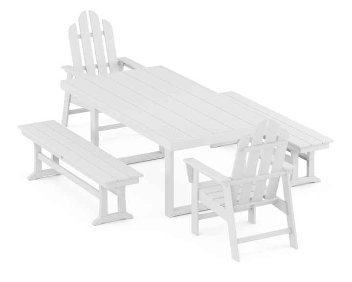 POLYWOOD® Long Island 5-Piece Dining Set with Benches