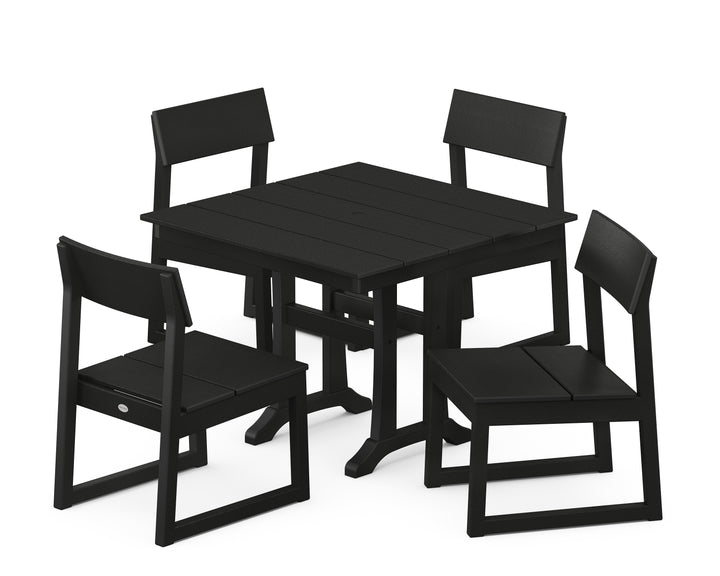 POLYWOOD® EDGE 5-Piece Farmhouse Trestle Side Chair Dining Set