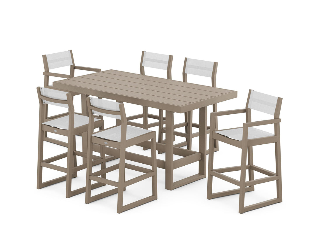 POLYWOOD® EDGE Sling 7-Piece Bar Table Set