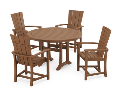 Quattro 5-Piece Round Dining Set with Trestle Legs