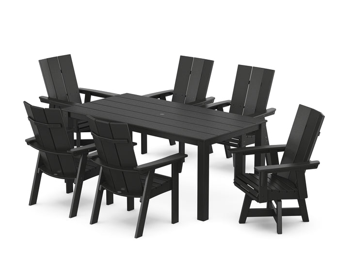 POLYWOOD® Modern Curveback Adirondack 7-Piece Parsons Swivel Dining Set