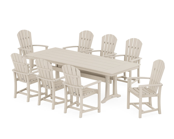 POLYWOOD® Palm Coast 9-Piece Farmhouse Dining Set with Trestle Legs