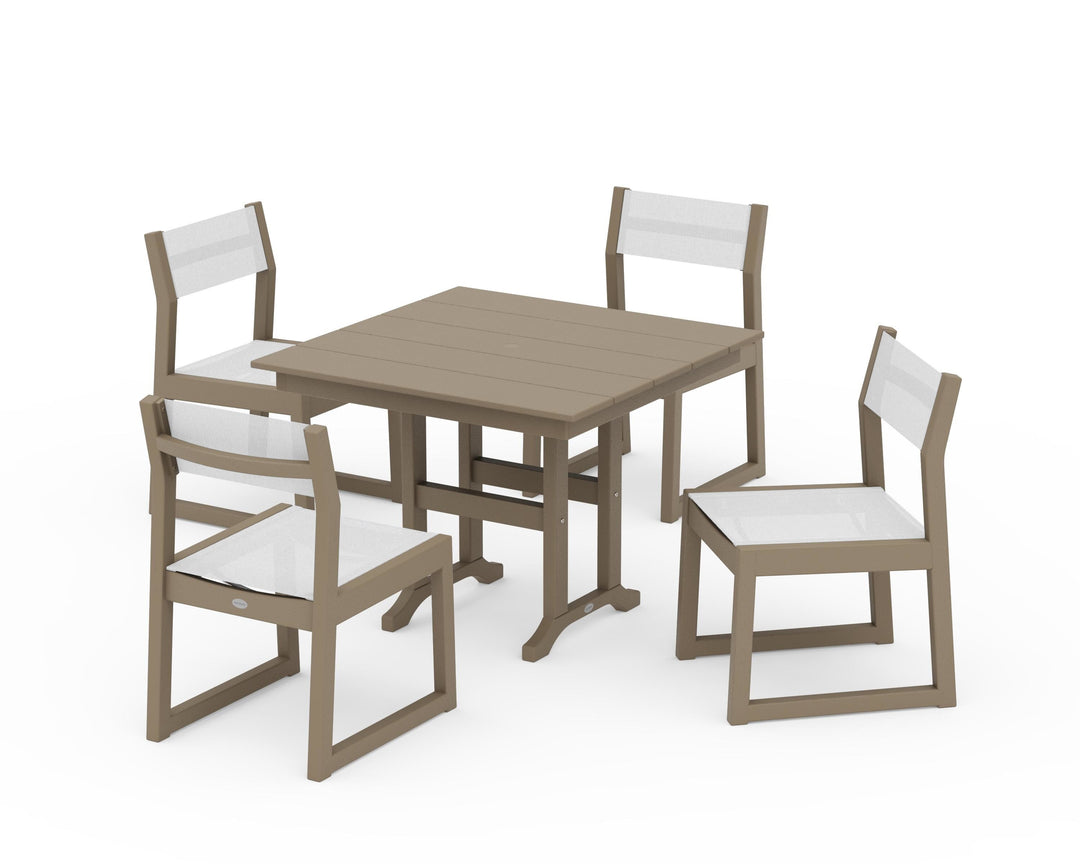 POLYWOOD® EDGE Sling Side Chair 5-Piece Farmhouse Dining Set