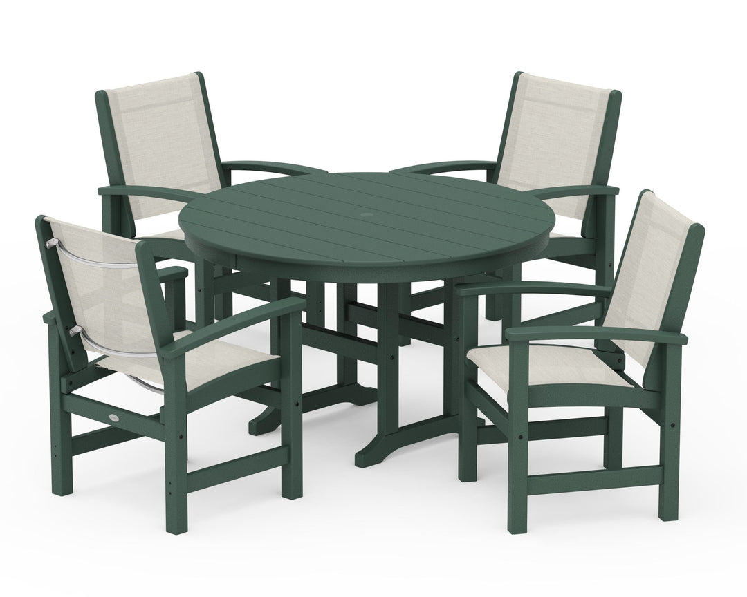 POLYWOOD® Coastal 5-Piece Round Farmhouse Dining Set