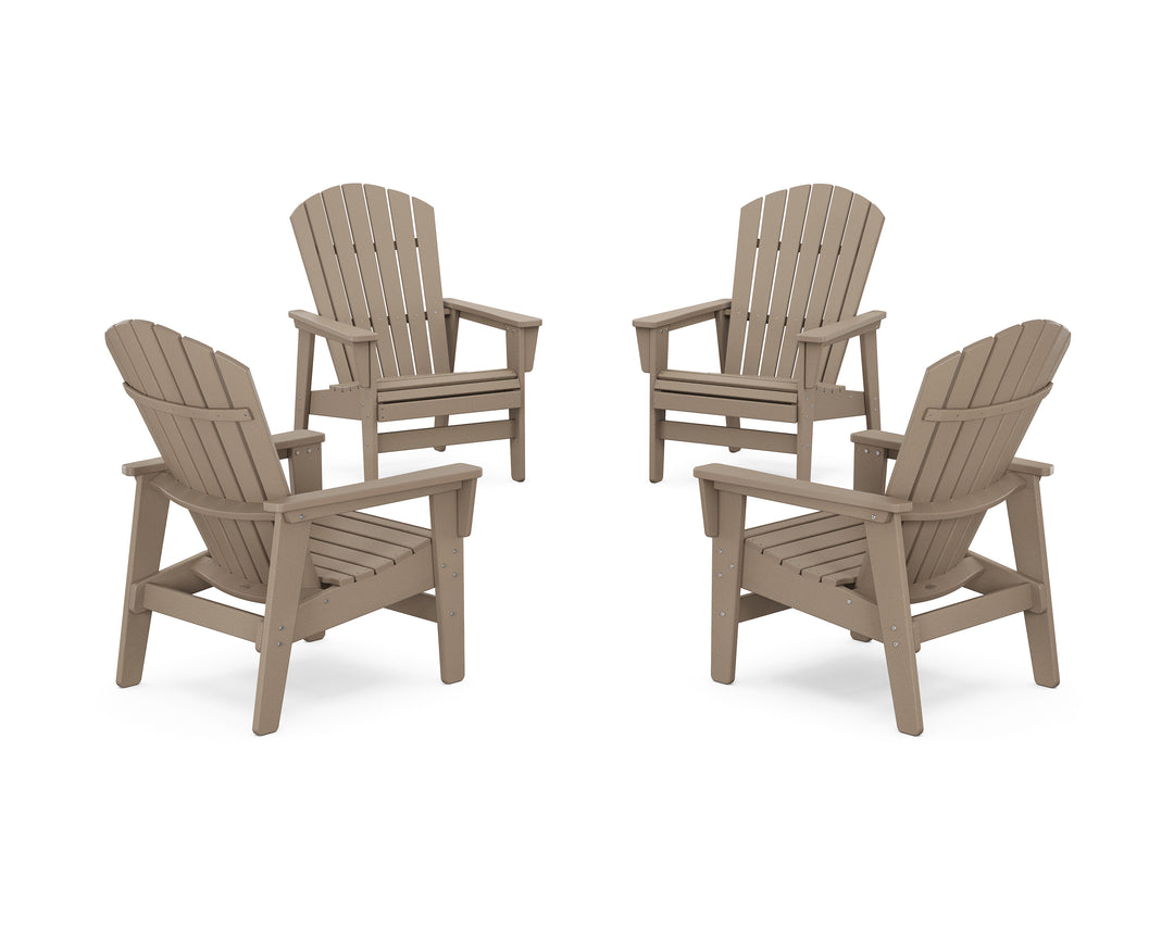 POLYWOOD® 4-Piece Nautical Grand Upright Adirondack Chair Conversation Set