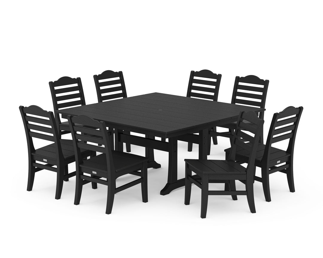 POLYWOOD® Savannah Side Chair 9-Piece Square Farmhouse Dining Set with Trestle Legs