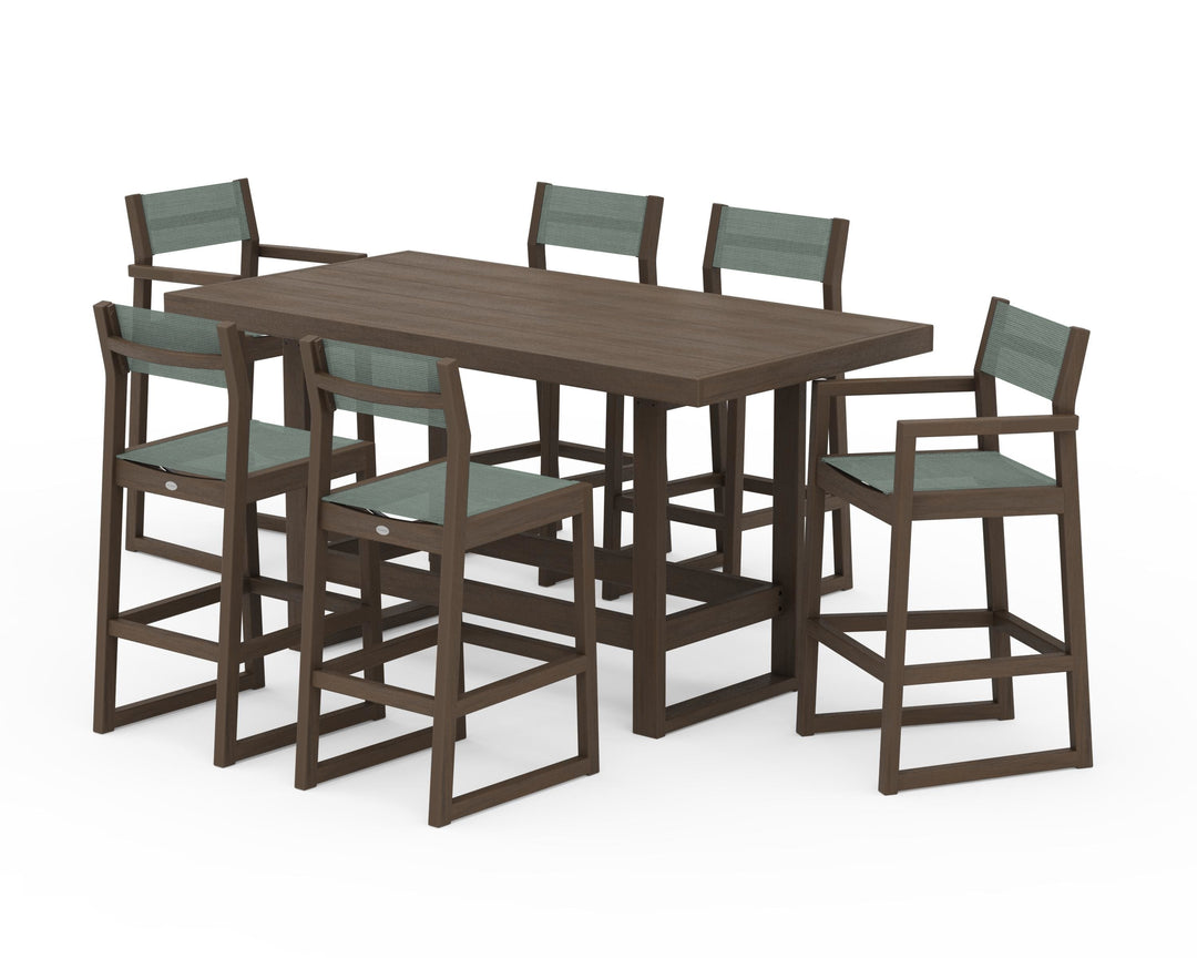 POLYWOOD® EDGE Sling 7-Piece Bar Table Set