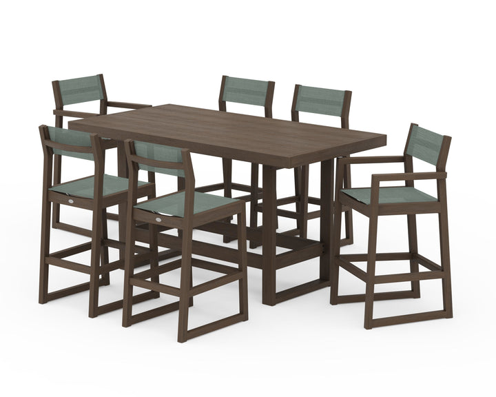 POLYWOOD® EDGE Sling 7-Piece Bar Table Set
