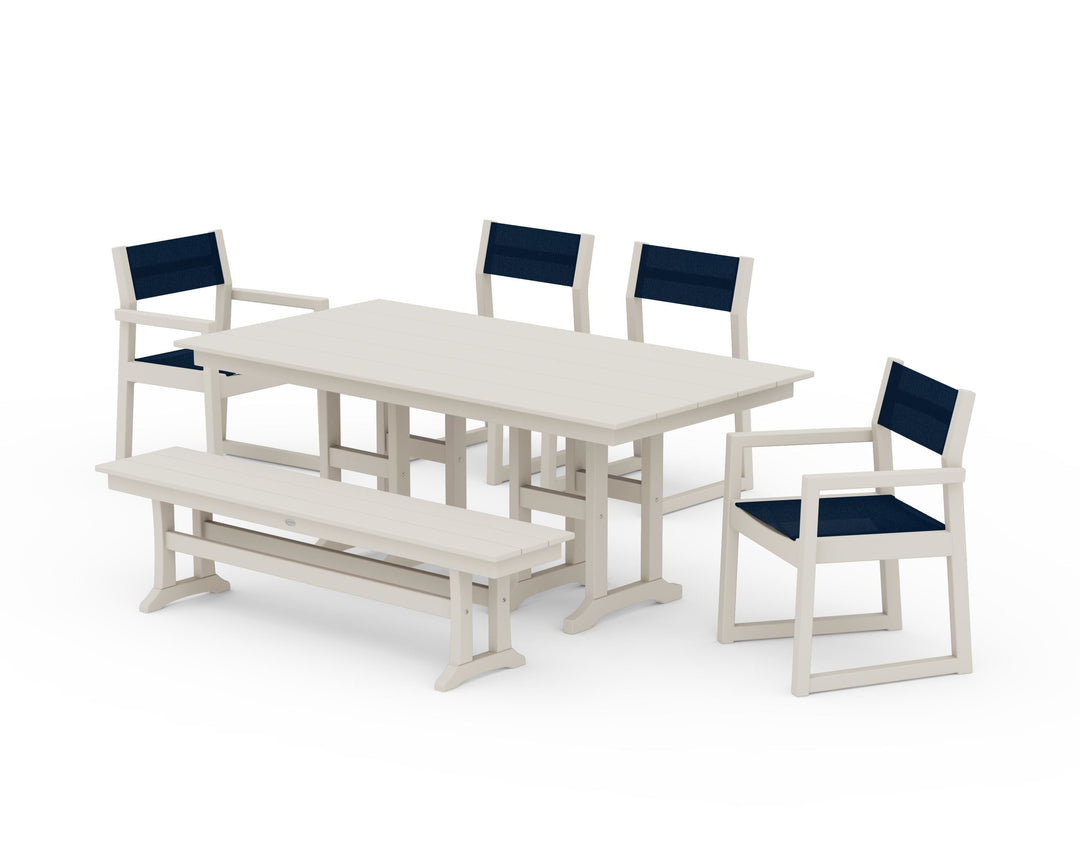 POLYWOOD® EDGE Sling 6-Piece Farmhouse Dining Set