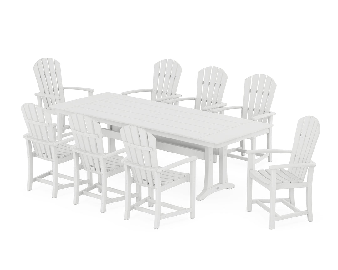POLYWOOD® Palm Coast 9-Piece Farmhouse Dining Set with Trestle Legs