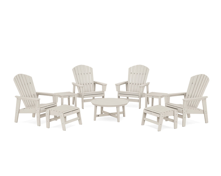 POLYWOOD® Nautical Grand Upright Adirondack 9-Piece Conversation Set