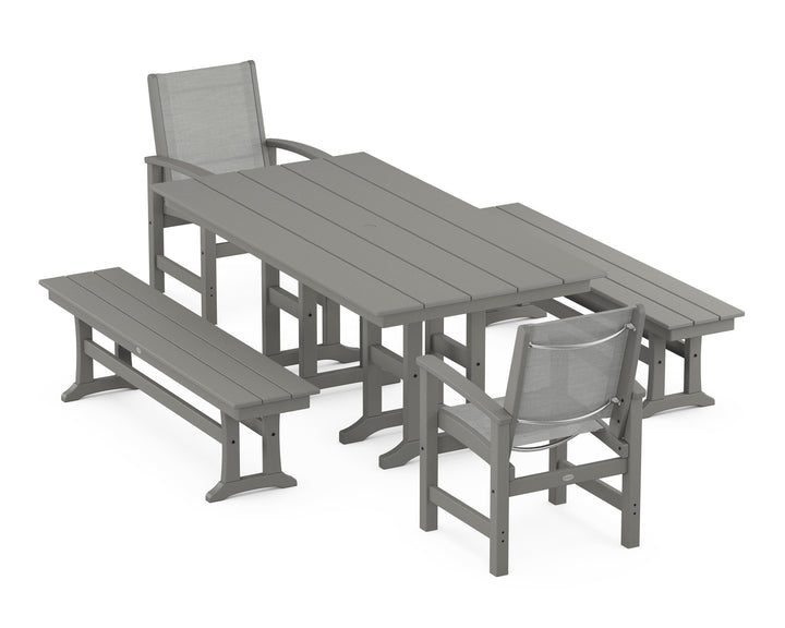 POLYWOOD® Coastal 5-Piece Farmhouse Dining Set