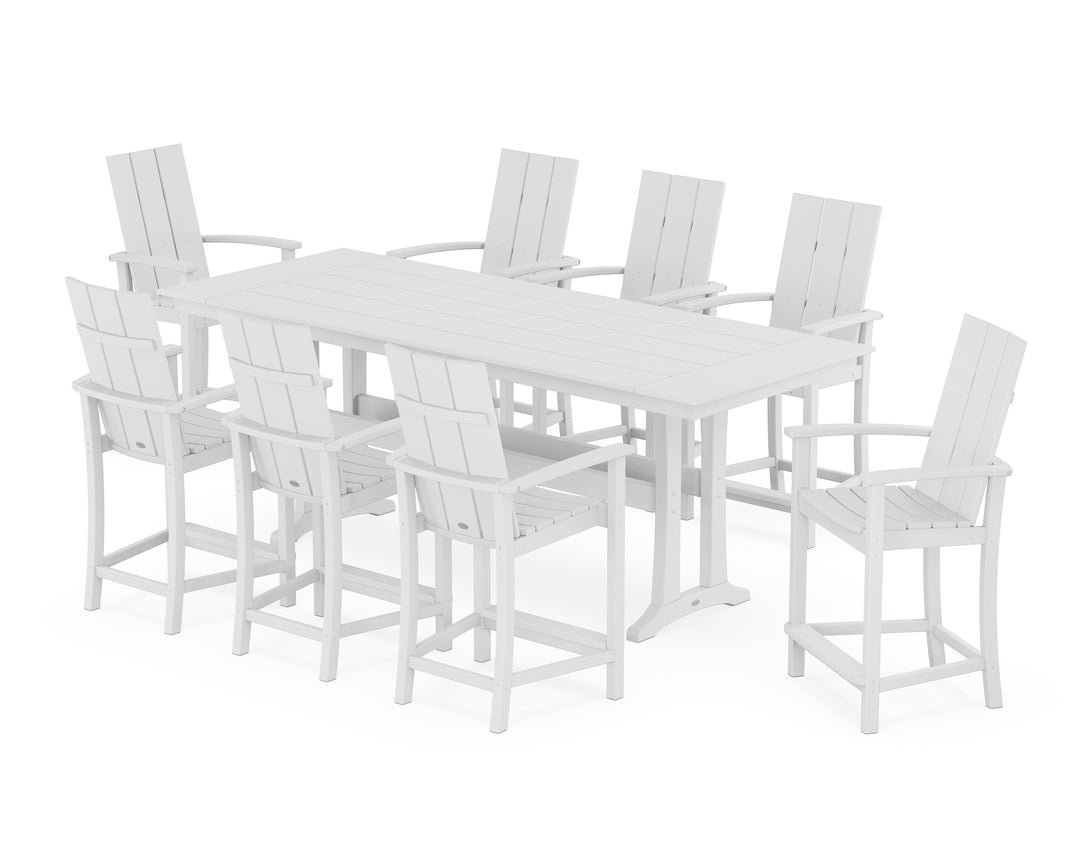 POLYWOOD® Modern Adirondack 9-Piece Farmhouse Counter Set with Trestle Legs