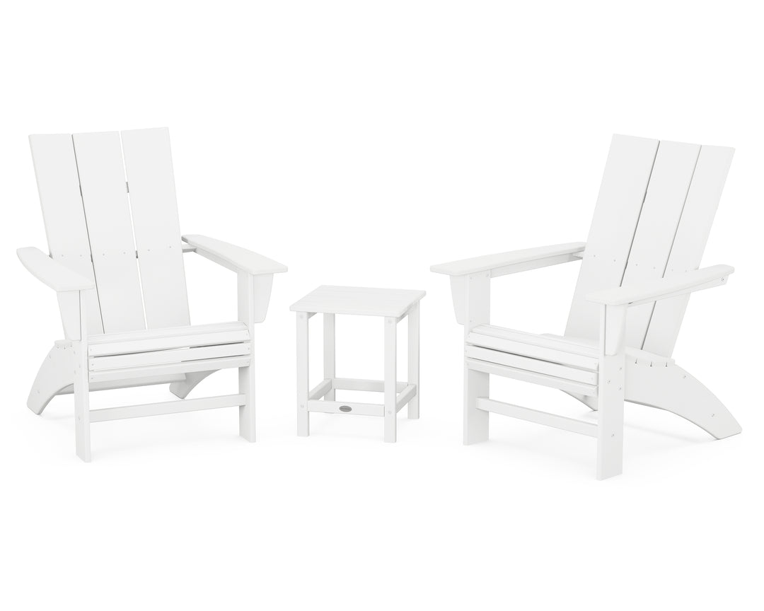 POLYWOOD® Modern 3-Piece Curveback Adirondack Set with Long Island 18" Side Table