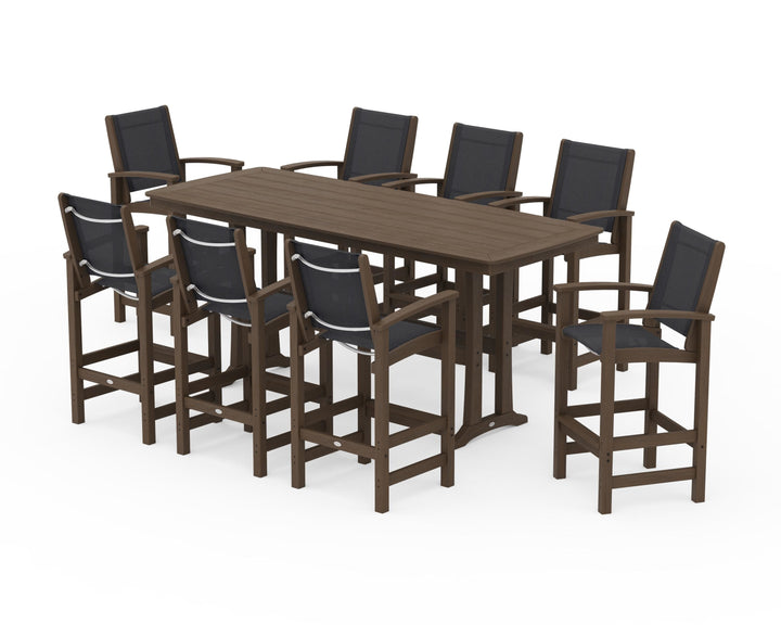 POLYWOOD® Coastal 9-Piece Bar Set with Trestle Legs
