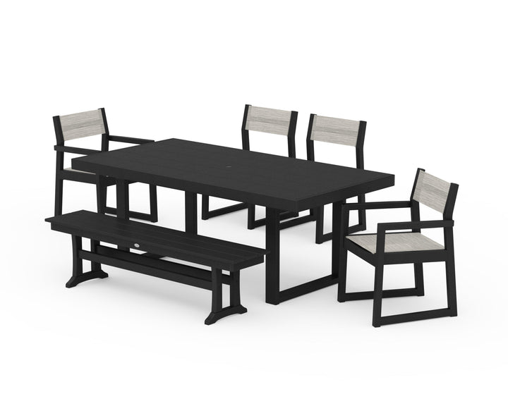 POLYWOOD® EDGE Sling 6-Piece Dining Set with Bench
