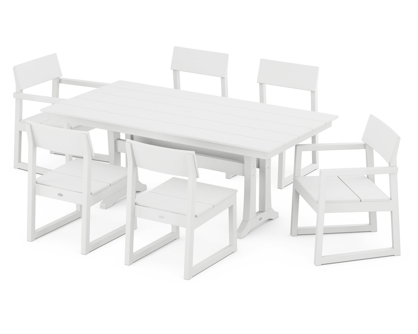 EDGE 7-Piece Farmhouse Trestle Dining Set