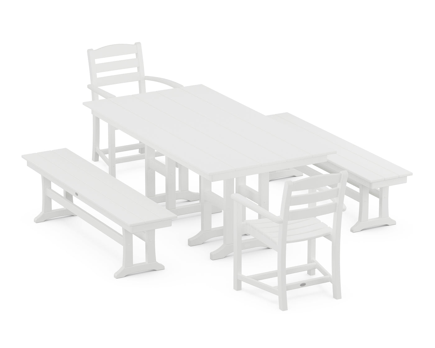 La Casa CafŽ 5-Piece Farmhouse Dining Set with Benches