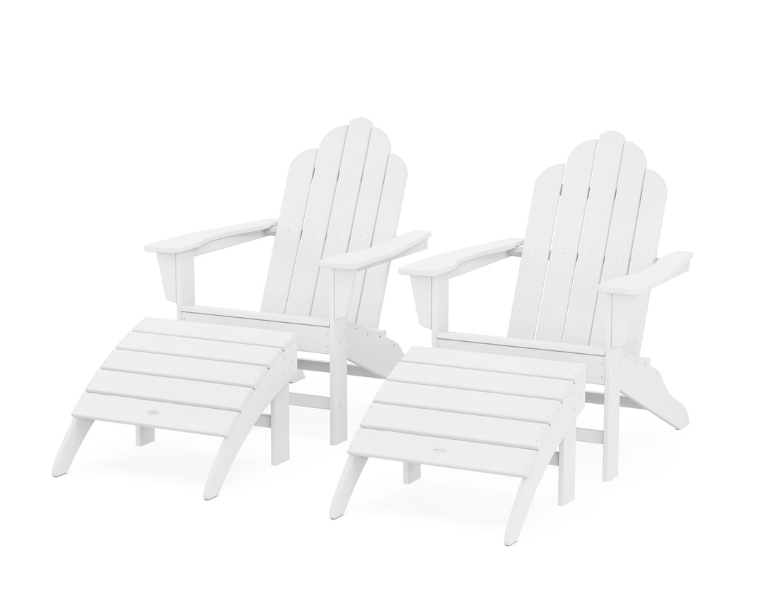 POLYWOOD® Long Island Adirondack Chair 4-Piece Set with Ottomans