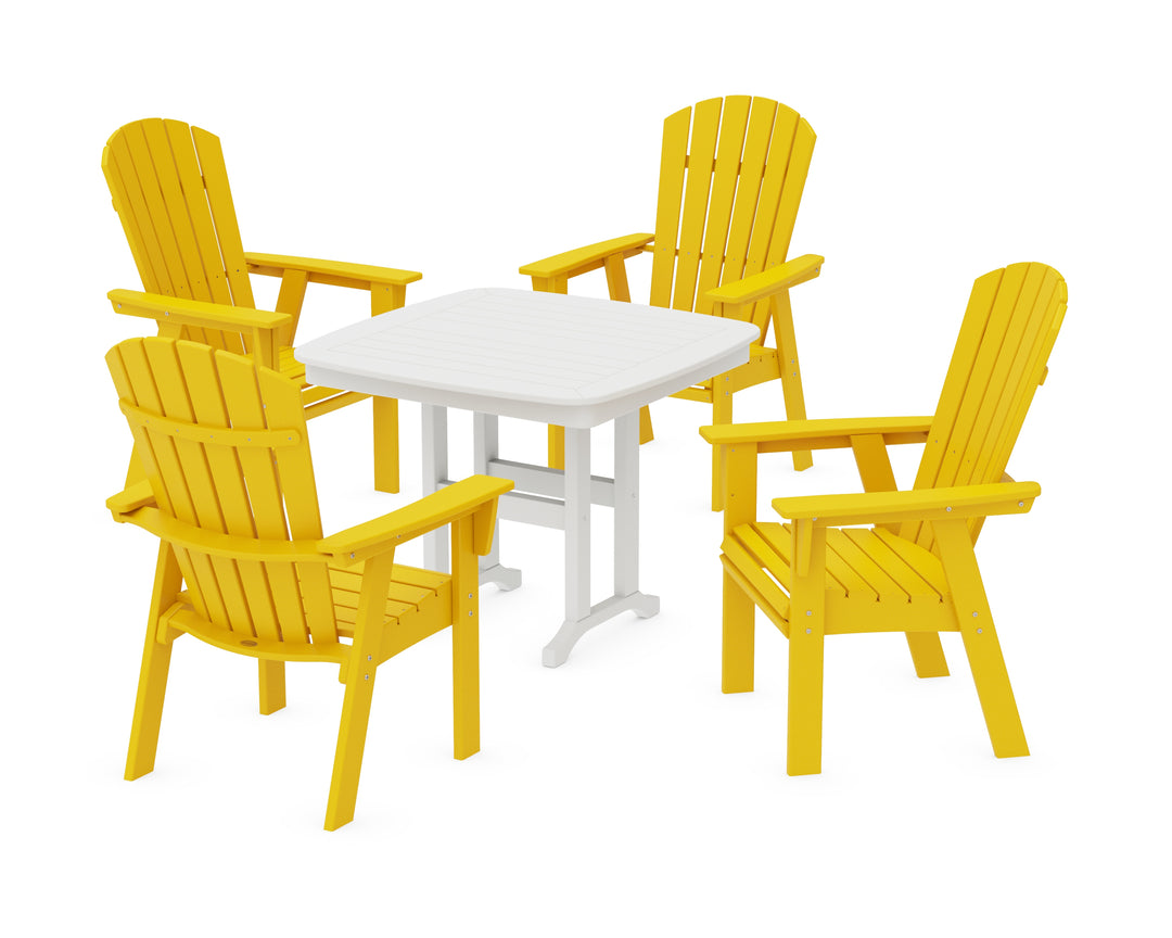 POLYWOOD® Nautical Curveback Adirondack 5-Piece Dining Set with Square Dining Table